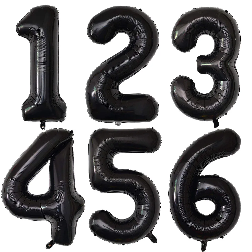 Ballons Chiffres Noirs de 32 Pouces 0-9, Grands Ballons en Aluminium pour Décorations de Fête d'Anniversaire, Anniversaire de Mariage, Remise de Diplôme