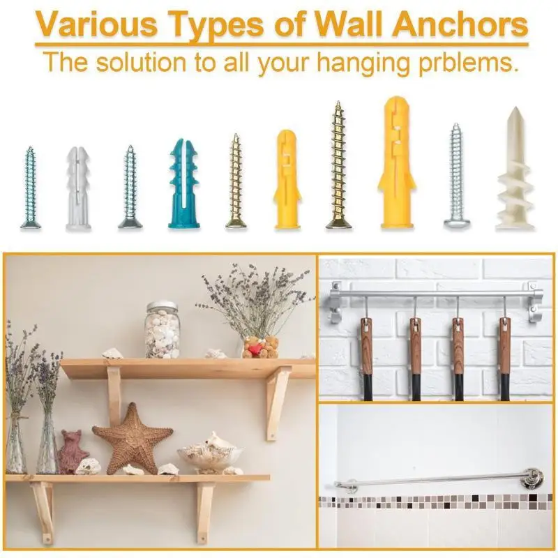 350pcs Gypsum Board Expansion Screw Set Self-Tapping Anchor Screw Kit With Screw Box For Home Improvement