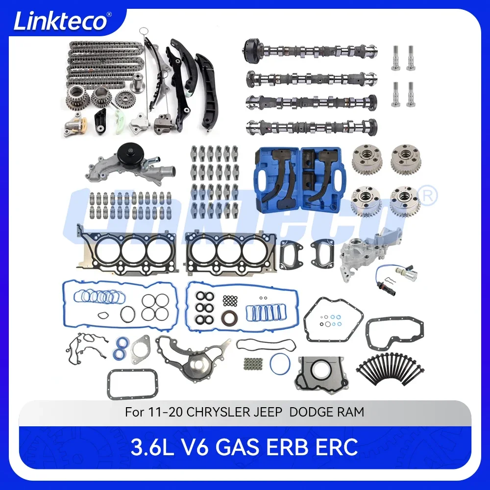 

Комплект распределительного вала двигателя ERB, комплект цепи ГРМ VVT, полный комплект прокладок для Chrysler Dodge Jeep Ram 1500 3.6L Pentastar 11-20 3.6L