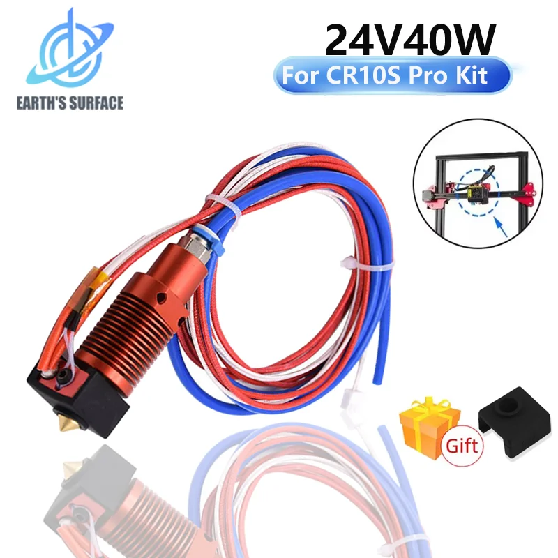 CR-10 pro 24V 40W Hotend Extrusion Kit 0.4mm Nozzle Aluminum Heating Block for CR-10S Pro/CR-10 Max 3D Printer Repair Part