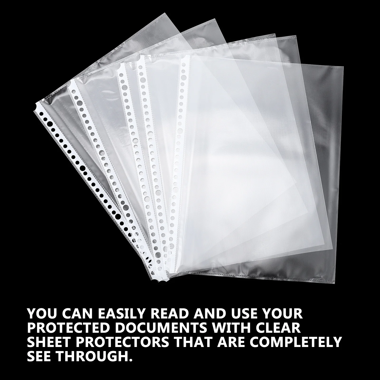 100Pcs Clear A4 Binder Sleeves Transparent Plastic Inner Page Protectors Document Filing Bags Storage Binder Pockets