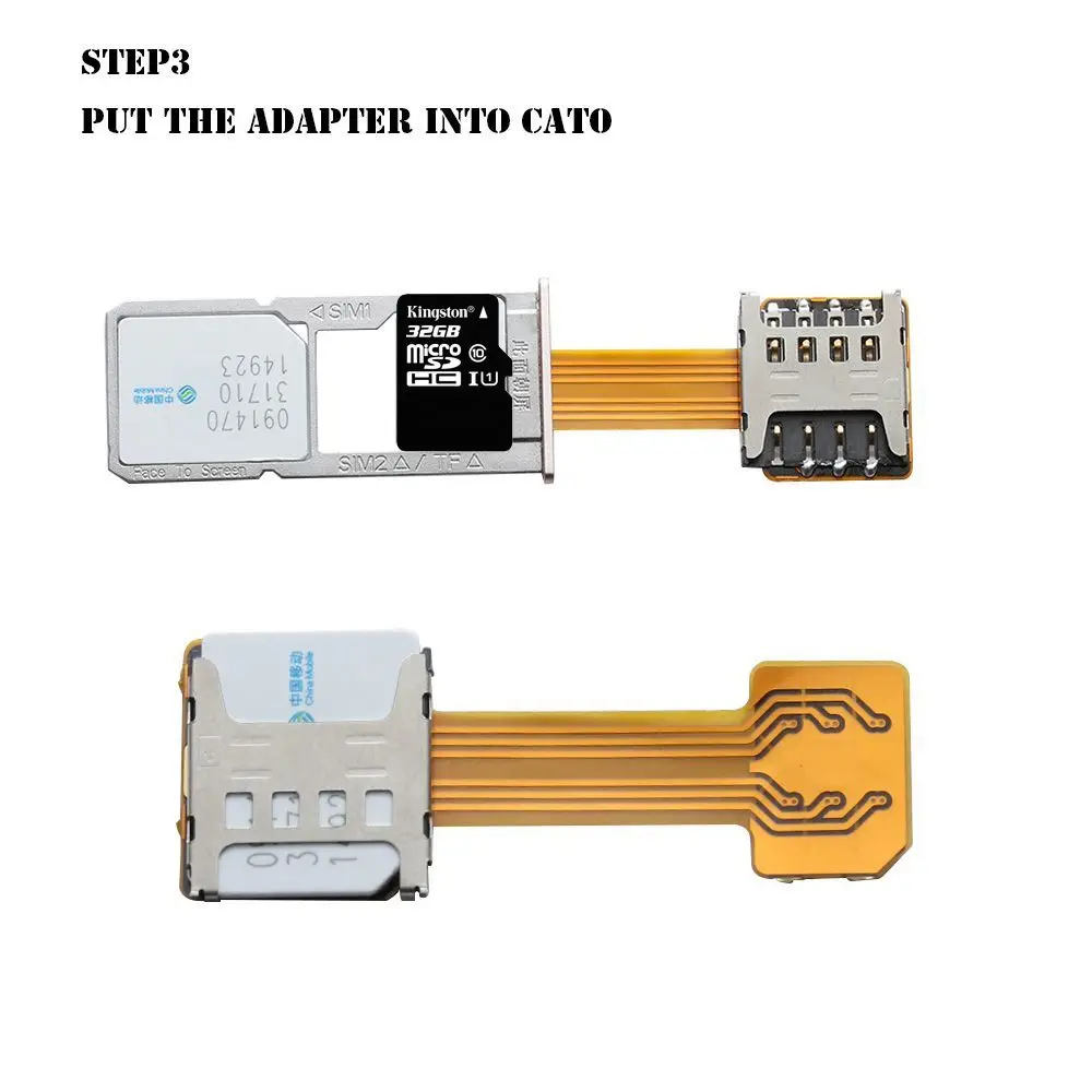 Prático DIY Android Phone Nano Cato Adaptador de cartão SIM duplo Slot Sim híbrido para extensor Micro SD