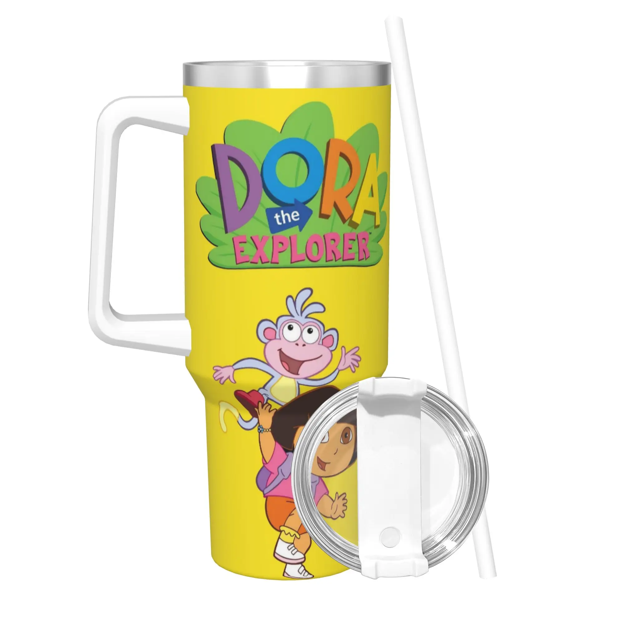 D-Doras The Explorers Tumbler With Straw  Stainless Steel Mug Double Wall Vacuum Insulated for Cold Or Hot 40oz