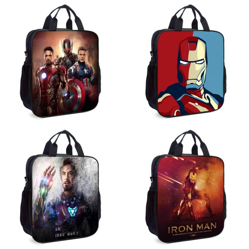 Marvel Iron Man primary and secondary school students cartoon anime fashion cool personality handbag large zipper file bag gift