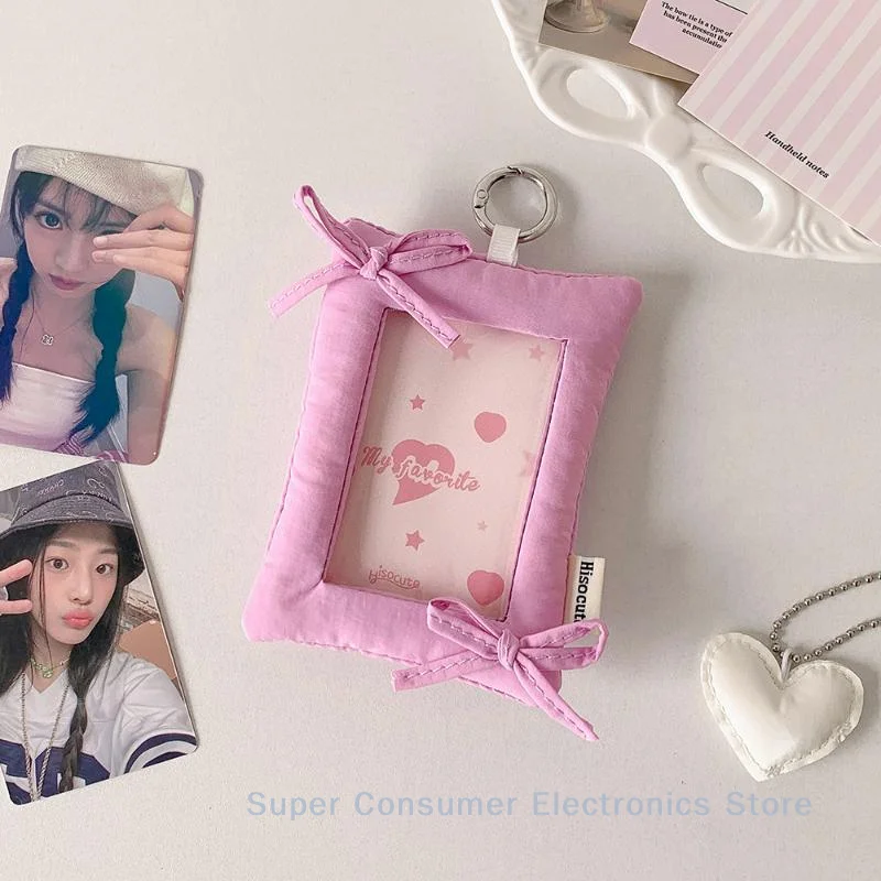 Affordable Bow Keychain Card Case; Lightweight Idol Picture Protection Cover Bag Ornament Gifts