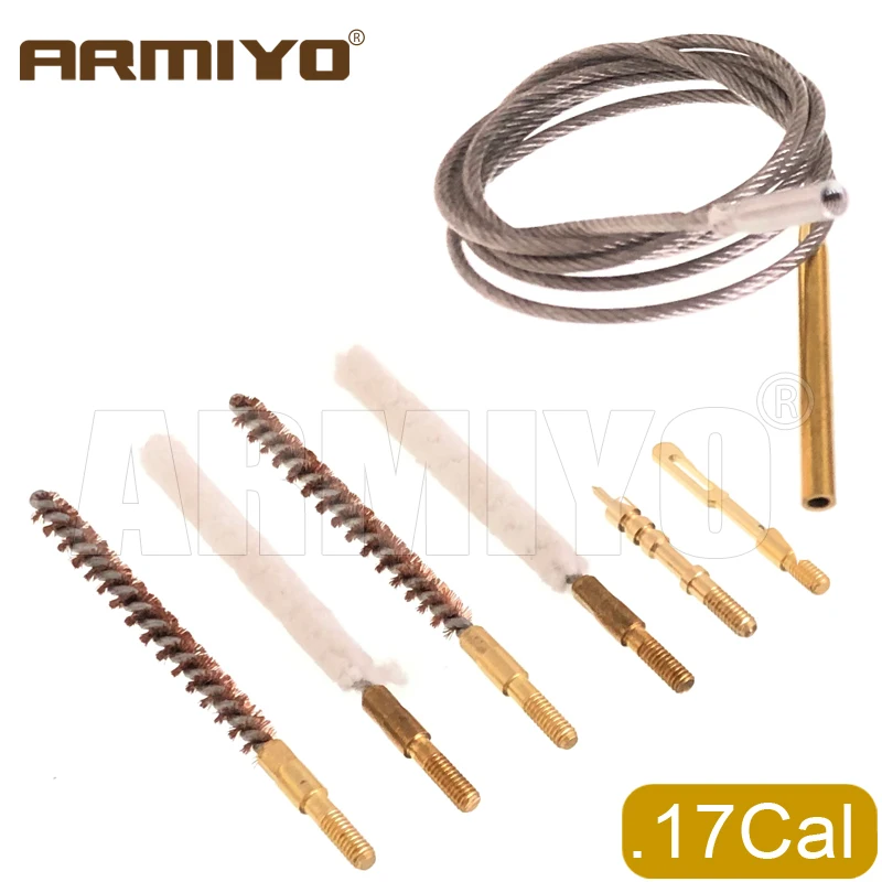 Armiyo Taktisches 7-teiliges Set.17Cal ~.30Cal Bürstenreinigungsstäbchen Patch-Halter Pin Kohlenstoff Langlebiges Kabelseil Jagdzubehör – Detail 3