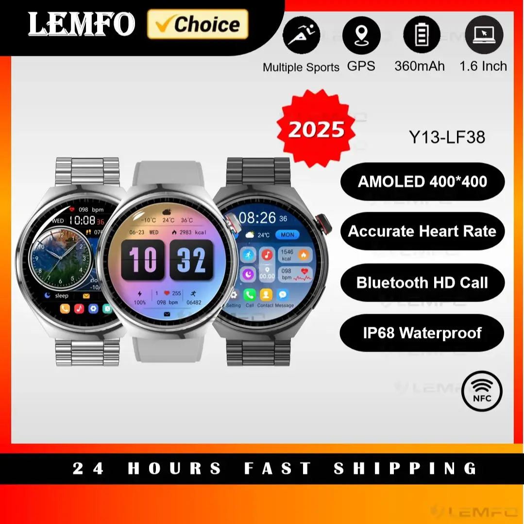 2025 LF38 Smart Watch Gift  NFC GPS IP 68 Fitness Tracking 1.6inch Voice Assistant Compass Bluetooth DIY Faces Sport Smartwatch