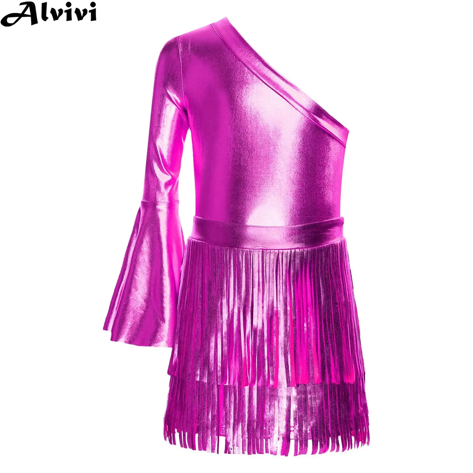 criancas-meninas-70s-roupa-de-danca-discoteca-halloween-carnaval-ocidental-cowgirl-cosplay-traje-metalico-brilhante-bodysuit-com-saia-franjas