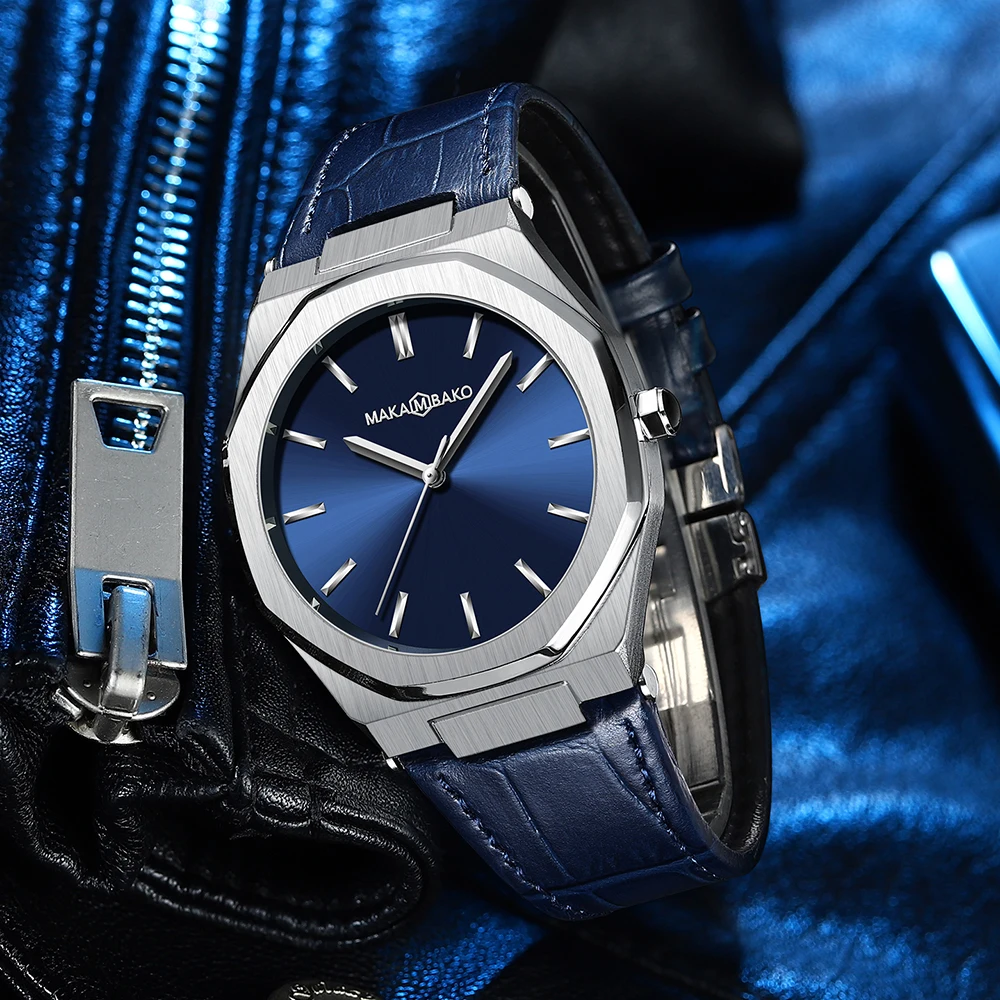 2025 جديد الرجال العلامة التجارية اليابانية حركة الكوارتز 40 مللي متر جلد أسود نمط الأعمال 3Bar مقاوم للماء الرياضة العسكرية ساعة للرجال