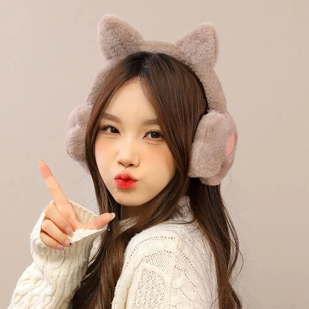 Earcap Cat Plush Earmuffs Comfortable Anti-Wind Cat\'s Paw Ear Warmers Cold Protection Keep Warmer Cute Ear Cover Riding