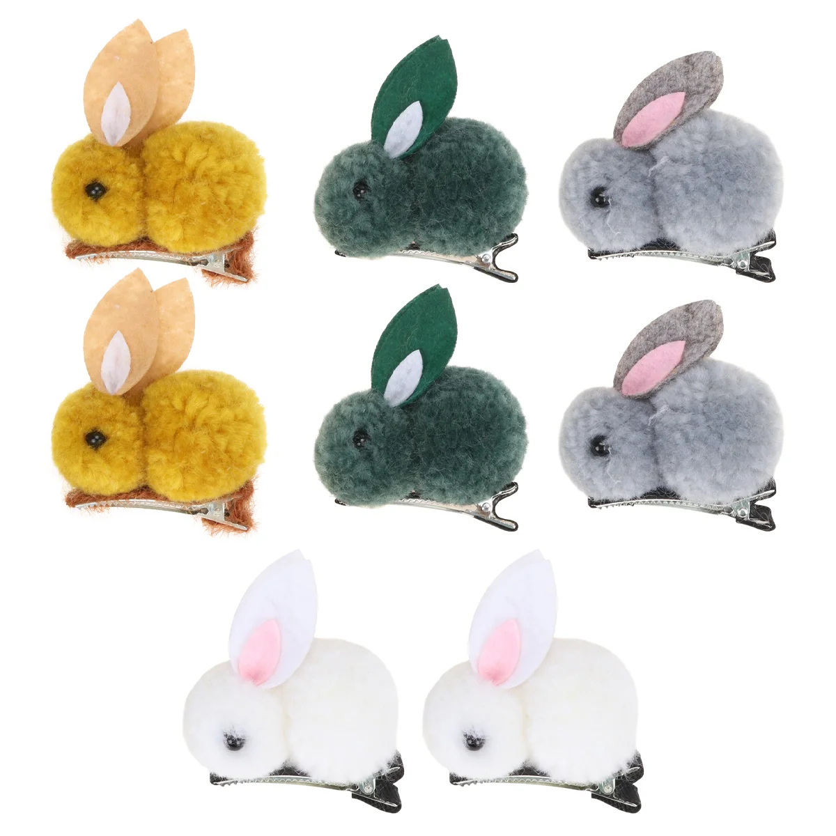 8 Pcs Bunny Plush Clip Hair Clips for Girls Accessories Rabbit Fluffy Fabric Toddler Hairpin