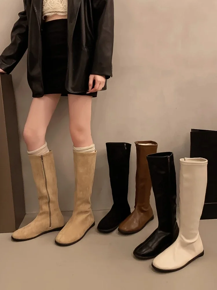 

High Quality Women Boots Thigh-high Boots with Flat Round Heads Multi-coloured Thigh-high Boots for Women Hot Selling