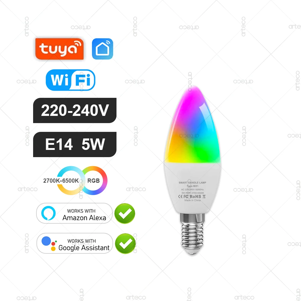 Tuya E27 GU10 E14 Lamp WiFi Zigbee Bluetooth, Dimbare Smart LED Lamp 2700-6500 K RGBCW, LED Gloeilamp Werk Met Alexa Google Thuis