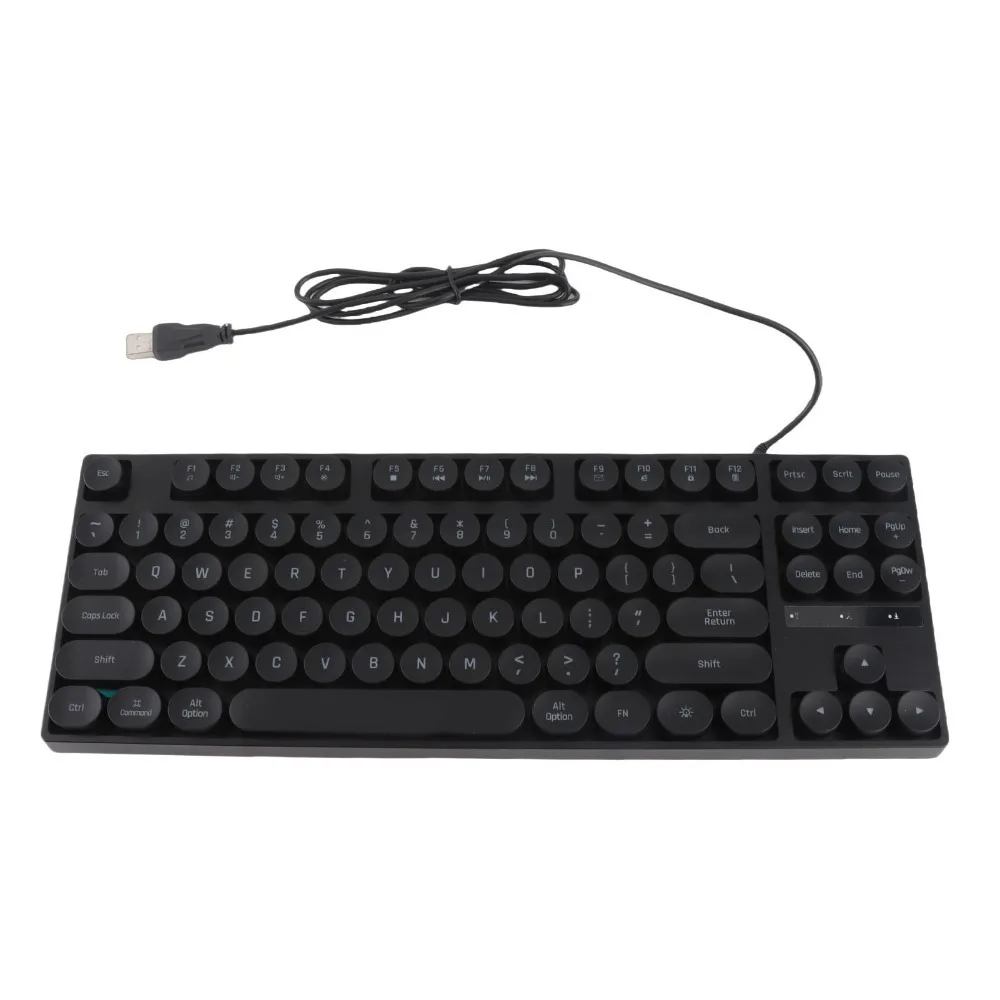 

Durable 87 Keys Mechanical Keyboard Colorful Backlit Round Keycaps USB Wired Keyboard Typewriter Keyboard Desktop