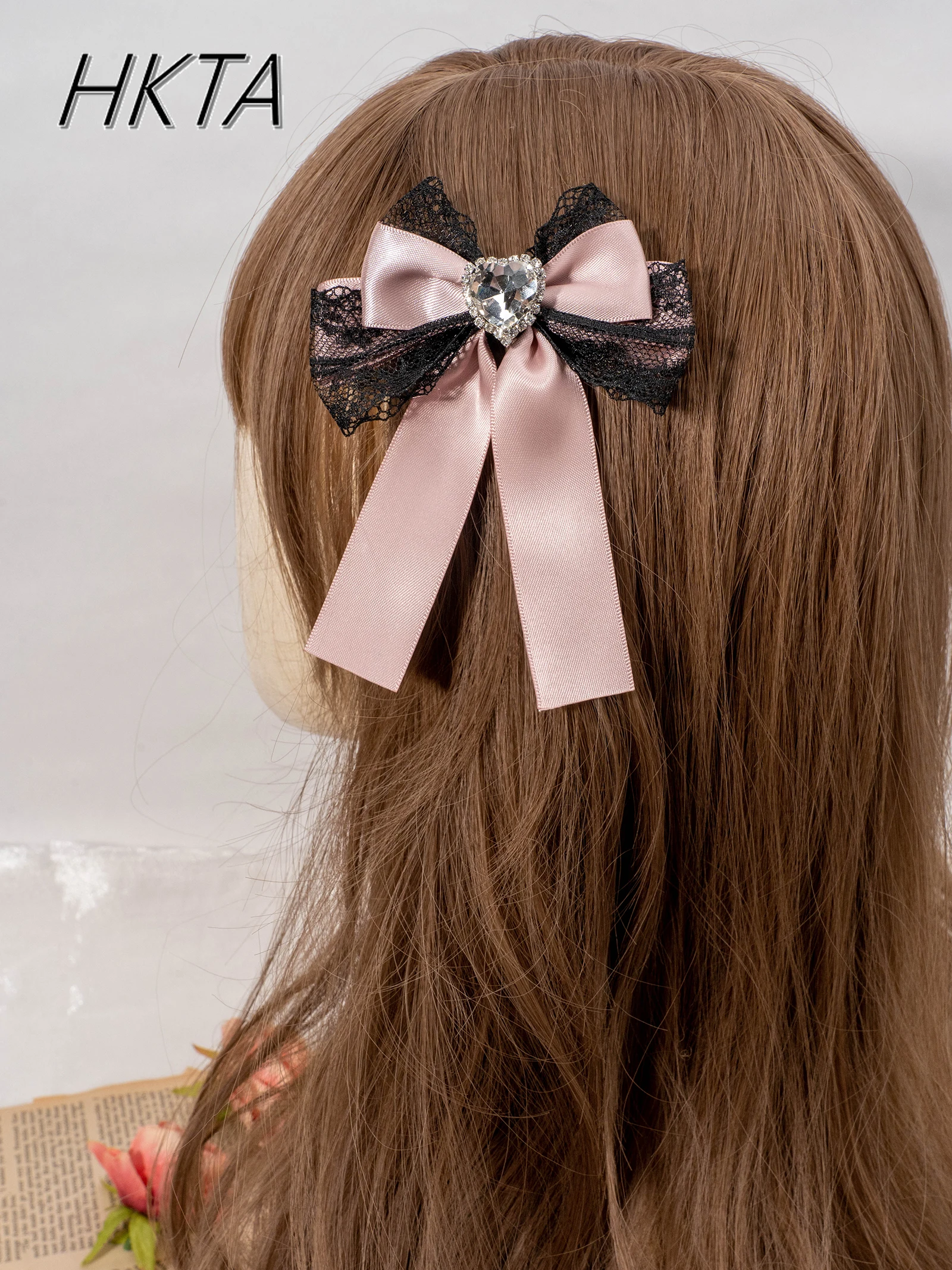 Japanese Mine Series Mass-produced Subculture Hairpin Female Y2k Style Oversized Rhinestone Lace Bow Hairpin Hair Accessories