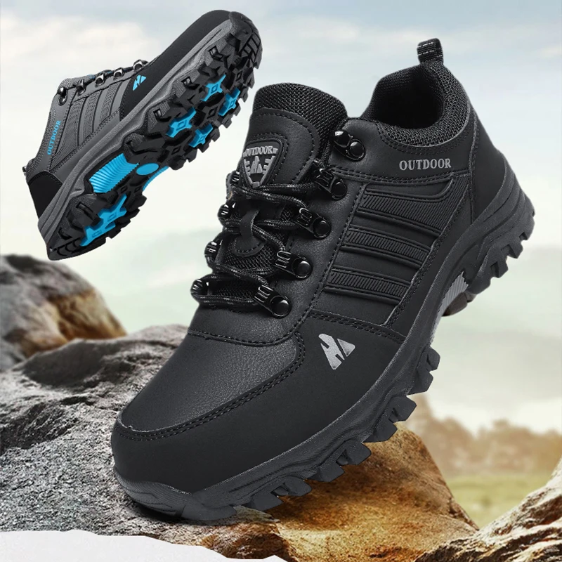 أحذية كلاسيكية للرجال للمشي لمسافات طويلة، أحذية مطاطية متينة غير قابلة للانزلاق للتسلق في الهواء الطلق، أحذية رياضية للمشي بأربطة #1
