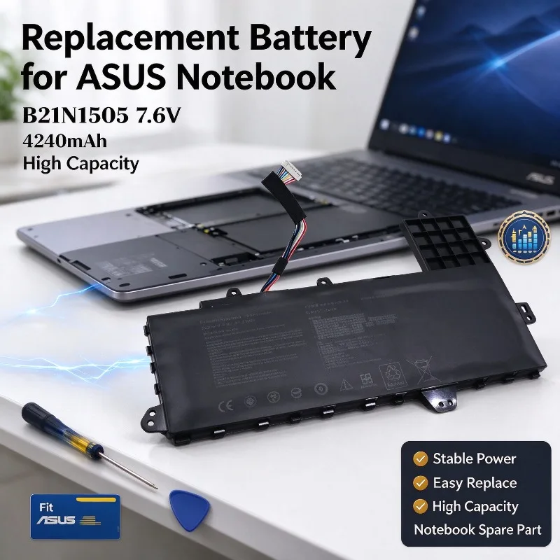 B21N1505 Replacement Laptop Battery, 7.6V 4240mAh High Capacity, Compatible with ASUS R417S R417N E402M E402MA E402S Notebook