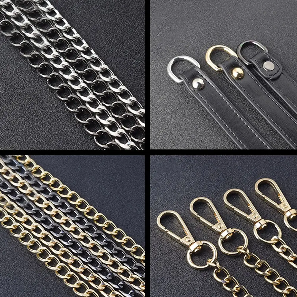 120cm Metal Bag Chain Replacement PU Leather Bags Straps for DIY Handbag Handles Shoulder Straps Accessories Bags Handles