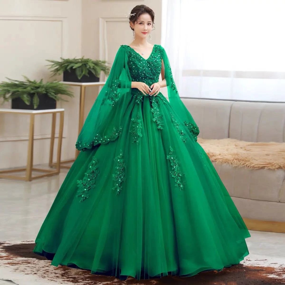 

Wedding dress annual meeting host performance costume puffy skirt evening dress women's long skirt