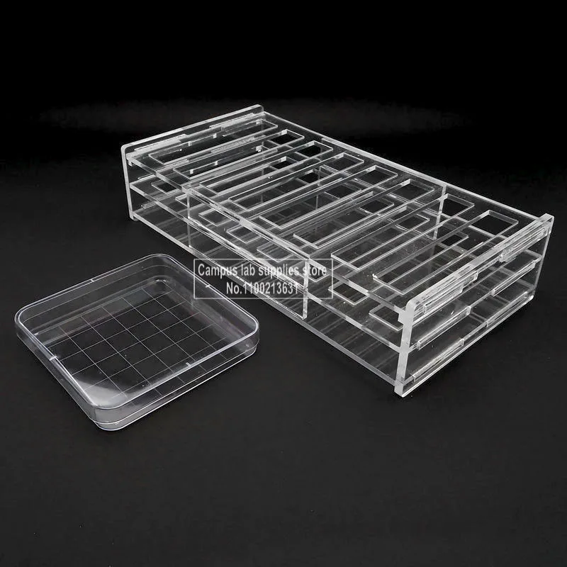 1pcs Laboratory 5/8/10 Square 10 * 10cm  Culture Dish Holder 130 * 130mm Square Organic Glass Culture Dish Holder