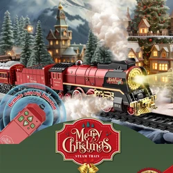 Christmas Series Classical Remote Control Small Train Tracks Electric Steam Track Train Model Lights Children's Holiday Gifts