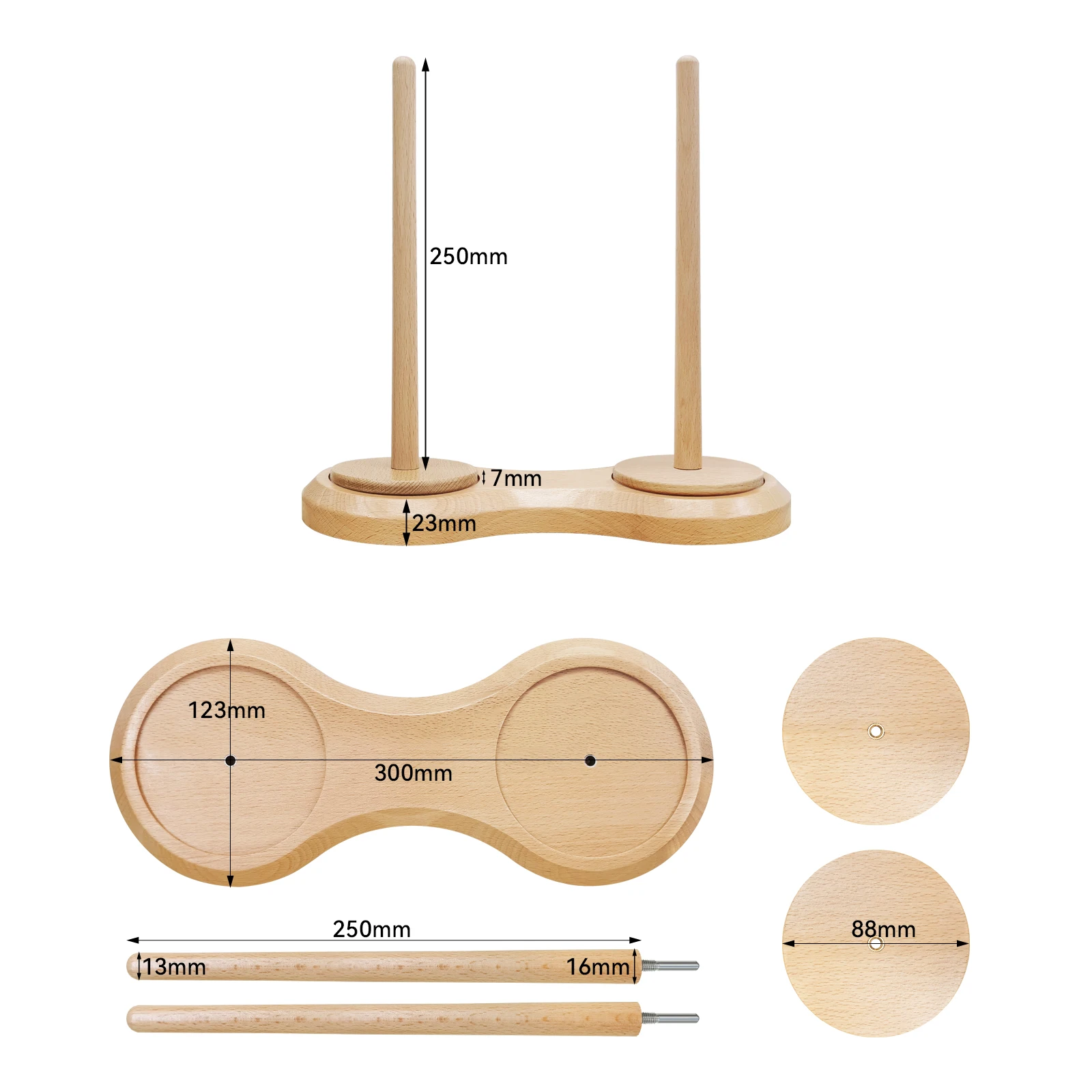 Wood Yarn Holder Dispenser for Crocheting, Yarn Ball Holder for Knitting, Spindle Dispenser with Crochet Accessories