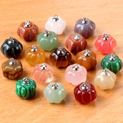 2Pcs/Lot 10x13mm Natural Rose Quartzs Agate Stone Mini Pumpkin Pendant Charms for Jewelry Making DIY Necklace Earrings Halloween