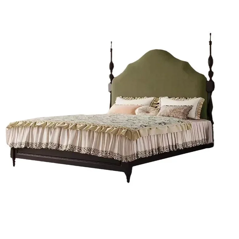 

Style French master bedroom 1.8 meters wedding bed milk fleece soft bag double premium American retro solid wood