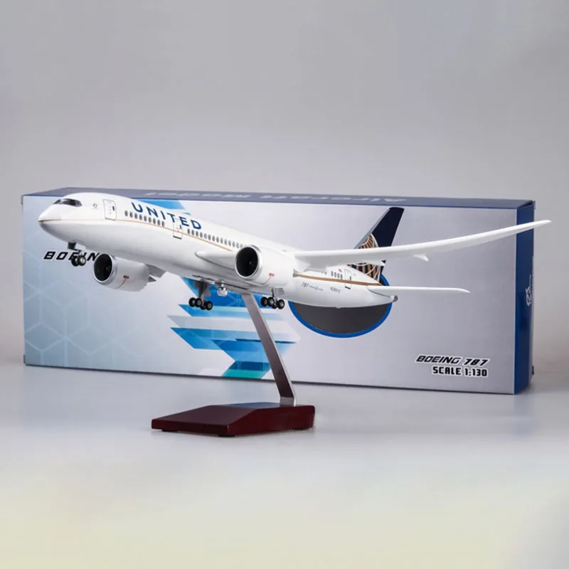 1/130 Scale 43cm Airplane 787 B787 Dreamliner Aircraft American United Airlines Model Light Wheel Diecast Resin Plane