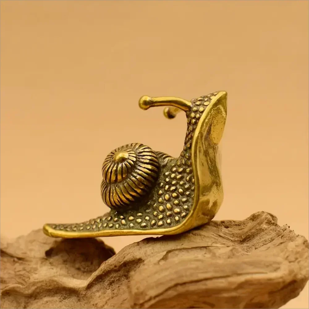 Vintage Retro Pure Copper Snail Animal Statue, Antique Brass Mini Snail Figurine, Tea Pet Craft Ornament