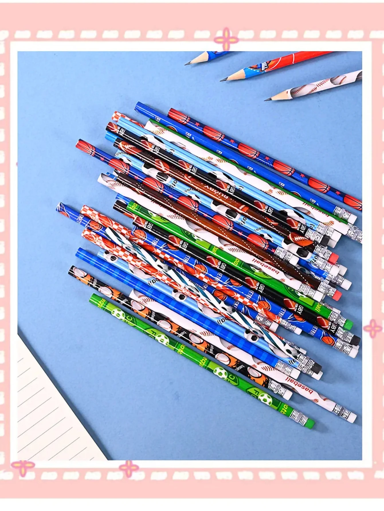 12pcs Sports Ball Themed Wooden Pencils Basketball Soccer Baseball Rugby Patterned Pencils for Kids School Supplies Party Favors