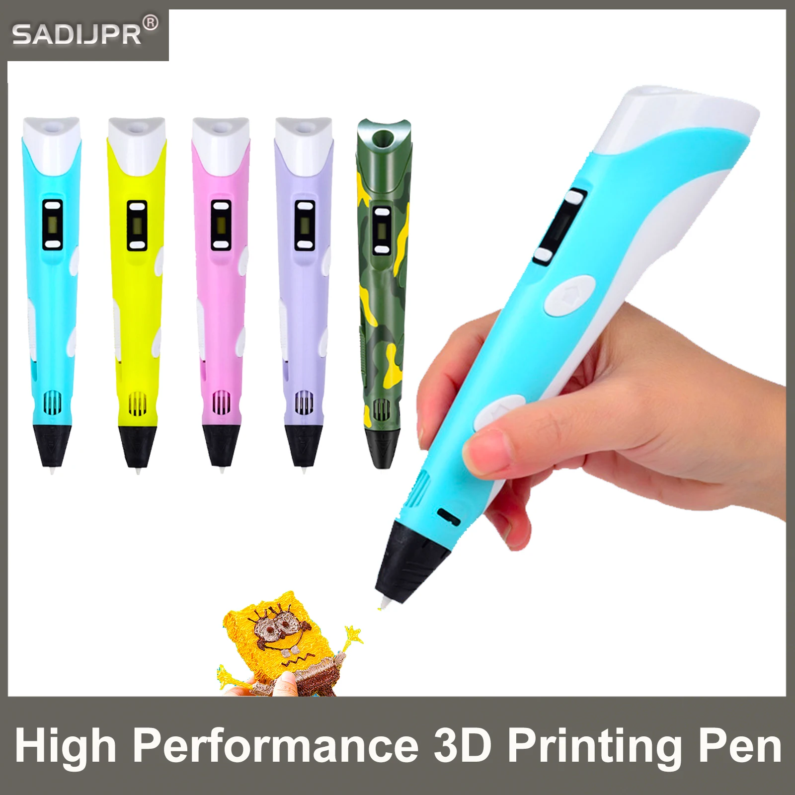 3D Printing Pen DIY Three-dimensional Painting Children Toys Fun Camouflage With LCD Screen Compatible PLA Filament Toys Gift