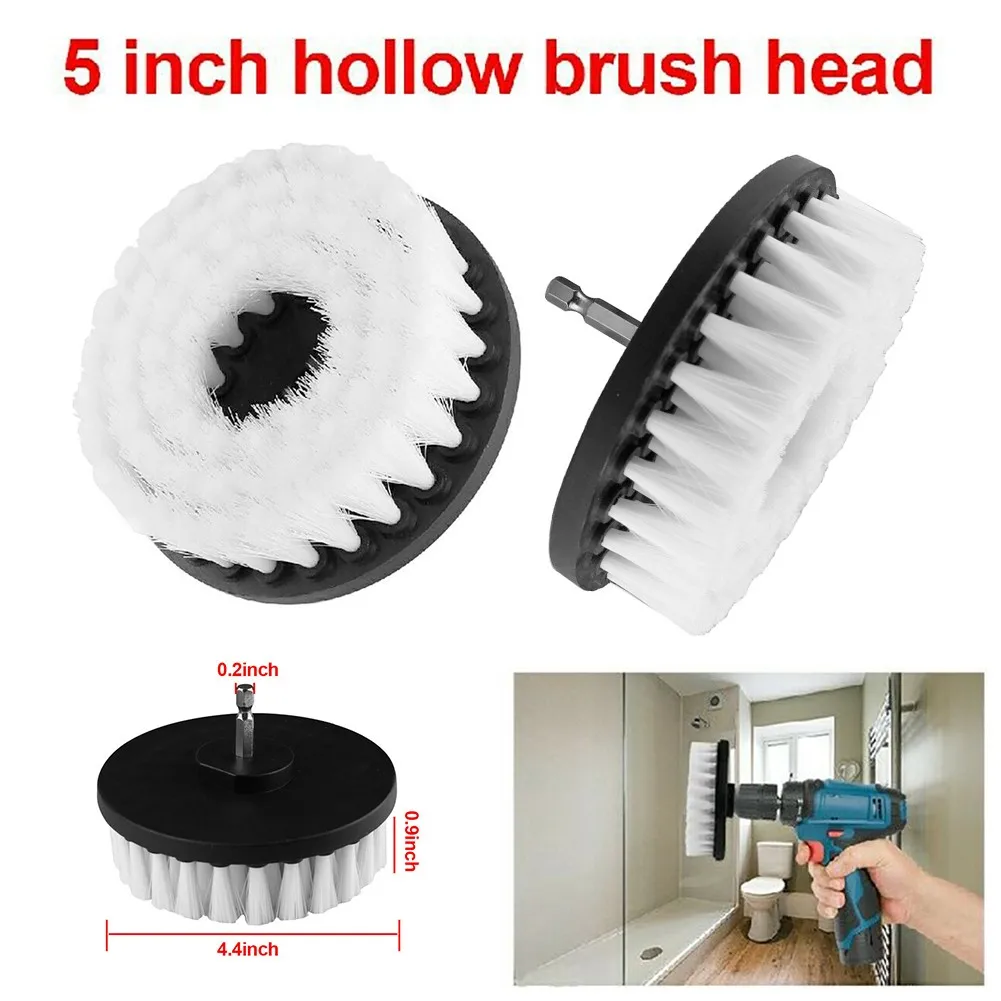 

5in White Electric Drill Soft Brush For Carpet Leather&Upholstery Cleaning Attachment Tool Accessories Hight Quailtly Durable