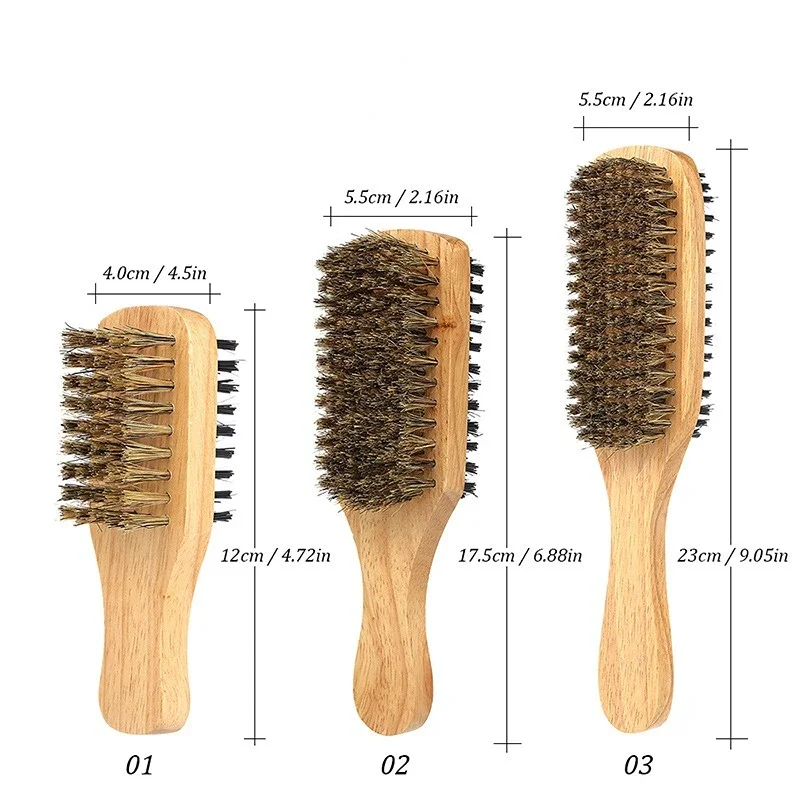 Men Boar Bristle Hair Brush  Natural Wooden Wave Brush for Male, Styling Beard Hairbrush for Short,Long,Thick,Curly,Wavy Hair