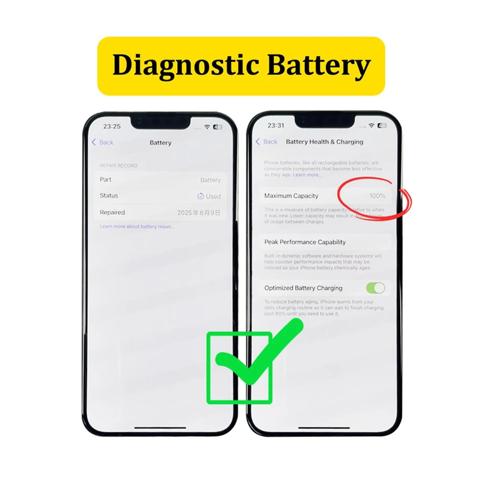 Batería de diagnóstico Vormir 100% capacidad para iPhone 12 13mini 14 14Plus 15Pro Max, muestra piezas genuinas sin mensaje de error 2