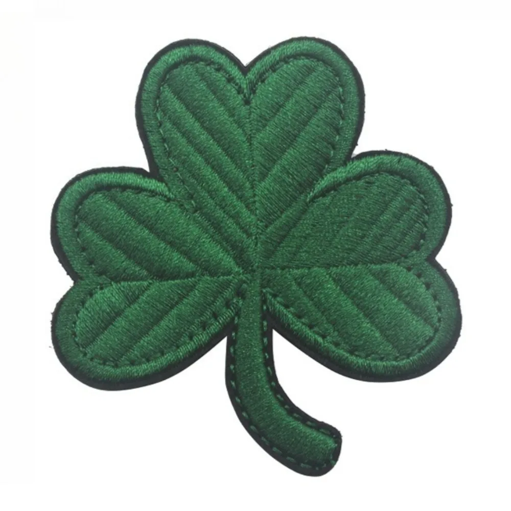 1pc Four Leaf Trefoil Lucky Clover Embroidered Tactical Patch Ireland Badge Applique