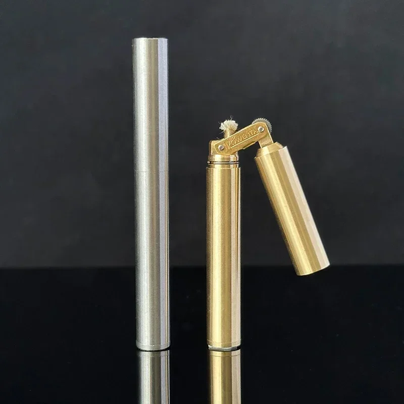 2025 New Brass Kerosene Nunchakus Lighters Windproof Mini Retro Grinding Wheel Ignition Flint Free Fire Men Smoking Toy Gift