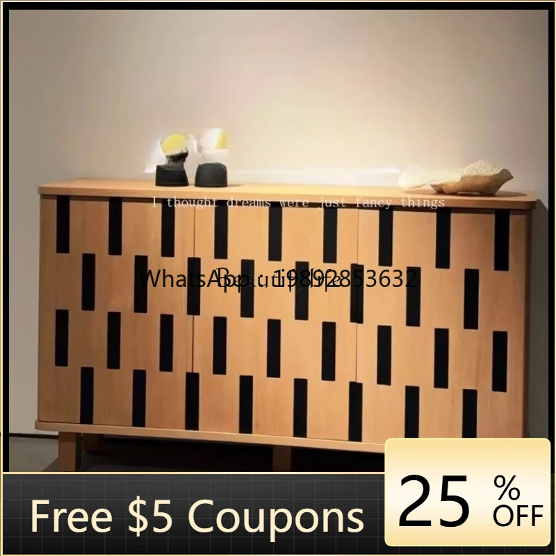 

French simple cream style solid wood sideboard surprise style decoration storage cabinet