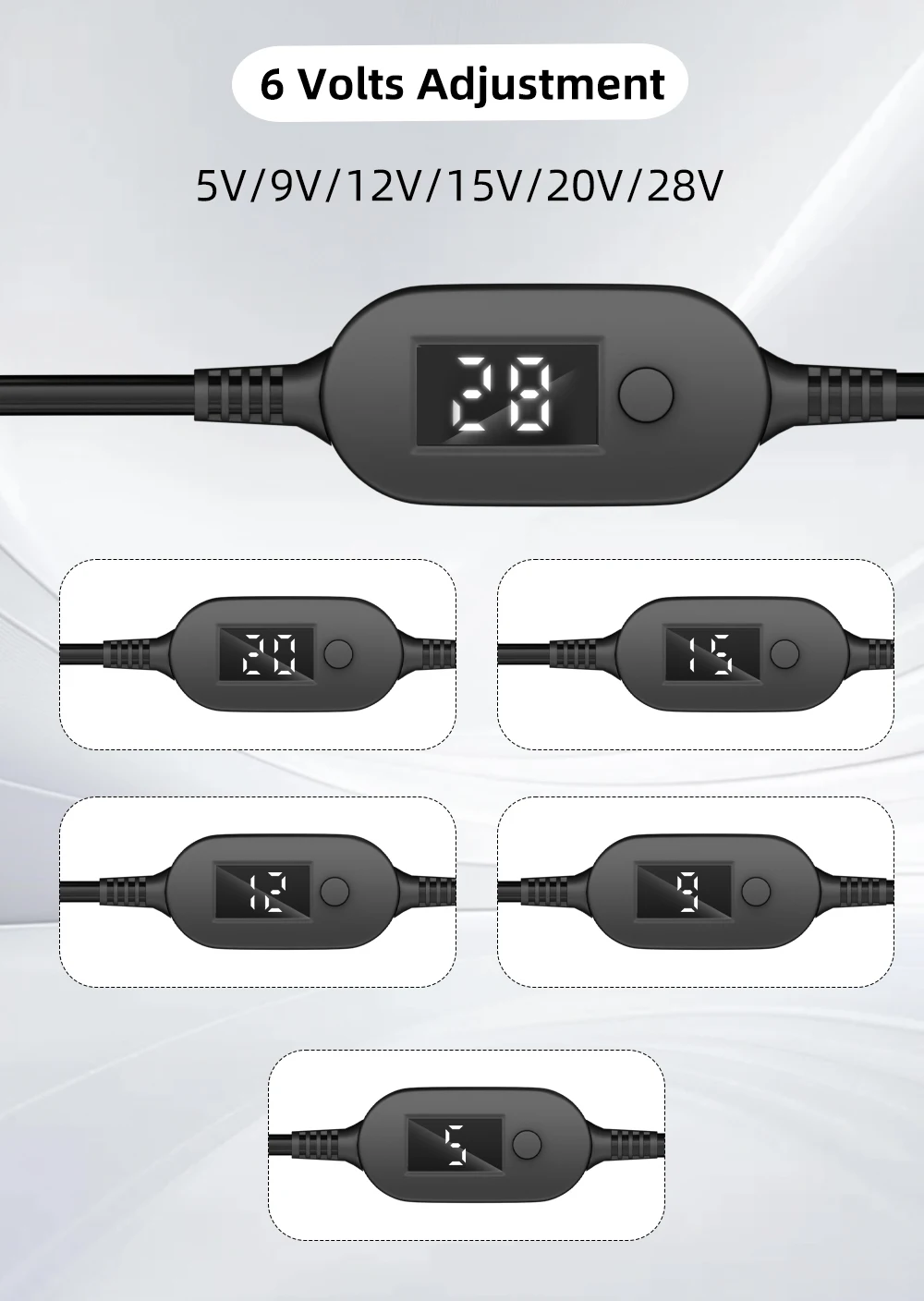 � 34PCS Universal 5,5x2,1mm DC AC Power Adapter Tipps Stecker Kits 140W PD USB C zu 5,5X2,5mm 5V-28V Einstellbare Spannung Kabel – Detail 4