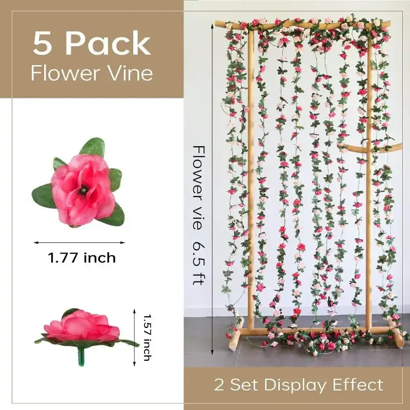 5 Pack 41 FT Fake Rose Vine Flowers Plants Artificial Flower Hanging Rose Ivy Home Hotel Office Wedding Party Garden Craft