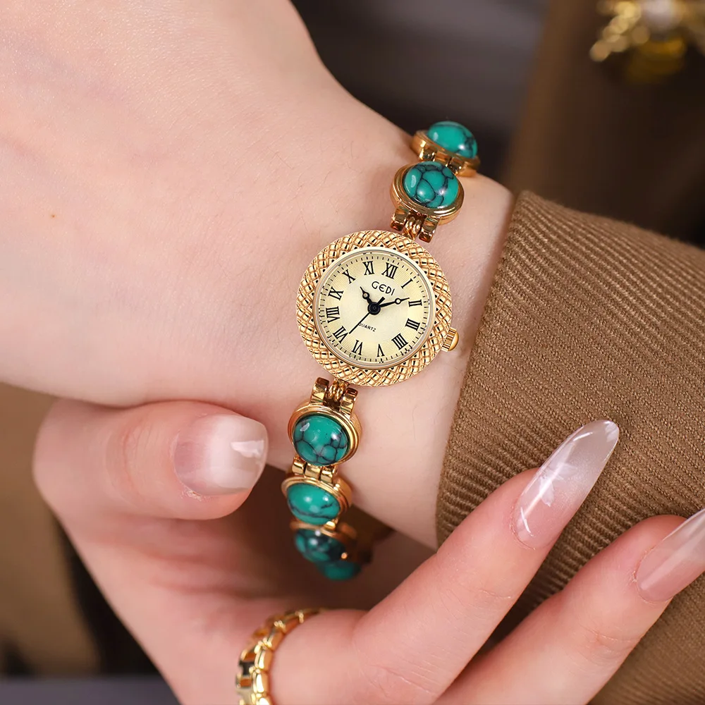 Women Bracelet Watch Ancient Luxury Premium Cat Eye Stone Colorful chain Watches Waterproof Ladies Fashion Quartz Wristwatch