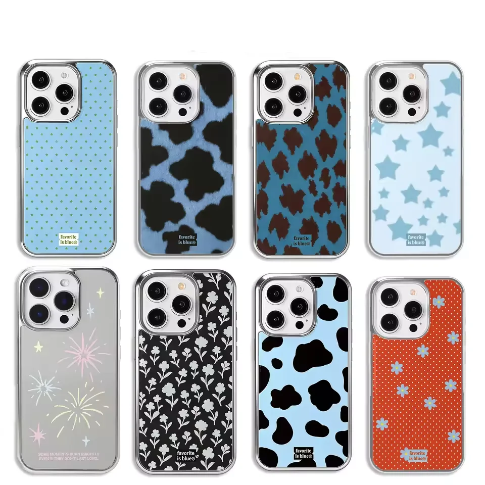 Korean Luxury Star Milk Flower Leopard Print Drop Glue Phone Case For Samsung Galaxy S23 FE S24 PLUS S25 ULTRA S26 EDGE Cover