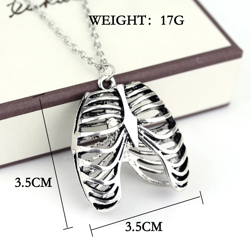 Fashion Jewelry Vintage Charm Anatomical Human Rib Cage Anatomy Pendant Necklace For Men And Women