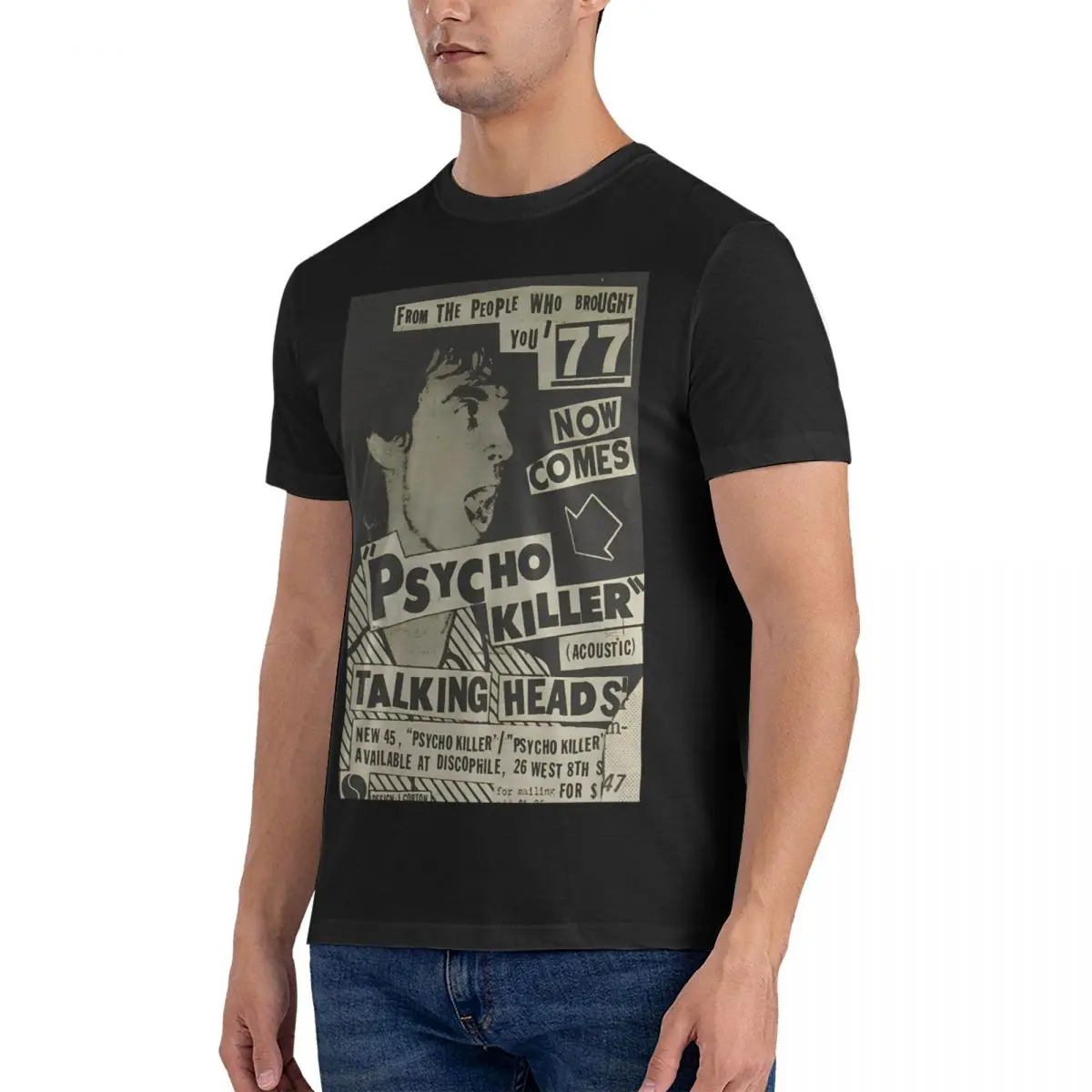 Psycho Killer - T Shirt Men's Pure Cotton Novelty T-Shirts Crew Neck Talking Heads Tee Shirt Short Sleeve Clothes Original