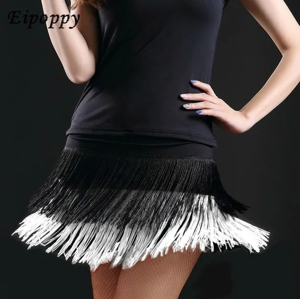 이중 레이어 술 라틴 댄스 스커트, 원피스 댄스 연습 스커트, 공연 스커트