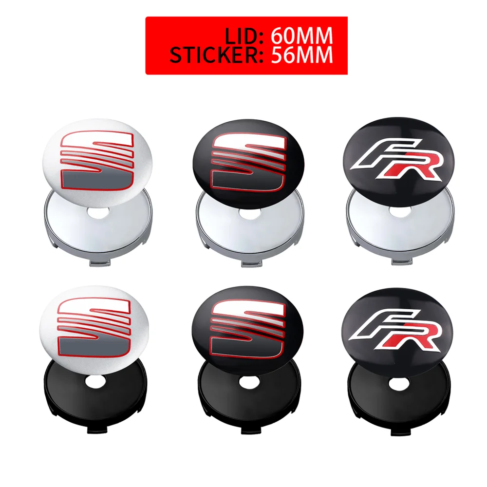 4Pcs Car Wheel Center Cap Hub Sticker Badge Accessories For SEAT Leon 5f 1p Ibiza 6l 6j Ateca Altea FR Cupra Exeo Tarraco Toledo