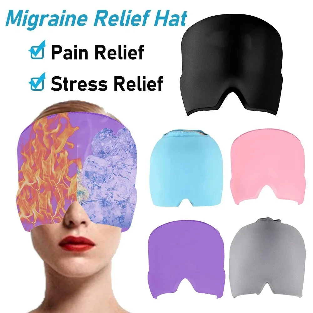 Headache Relief Mask Headache Hat for MigraineTherapy Cap Ice Head Wrap Pack Hot Cold Mask Migraine and Headache Relief Cap