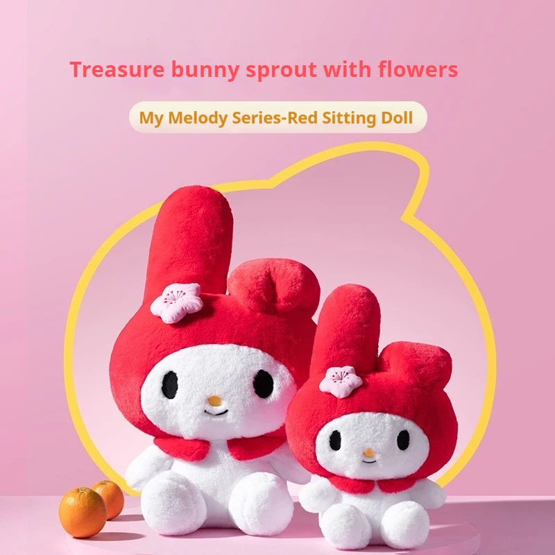 Miniso sanrio minha melodia brinquedo de pelúcia vermelho em pé e postura sentada decoração para casa macio fofo estilo japonês presente de aniversário de pelúcia