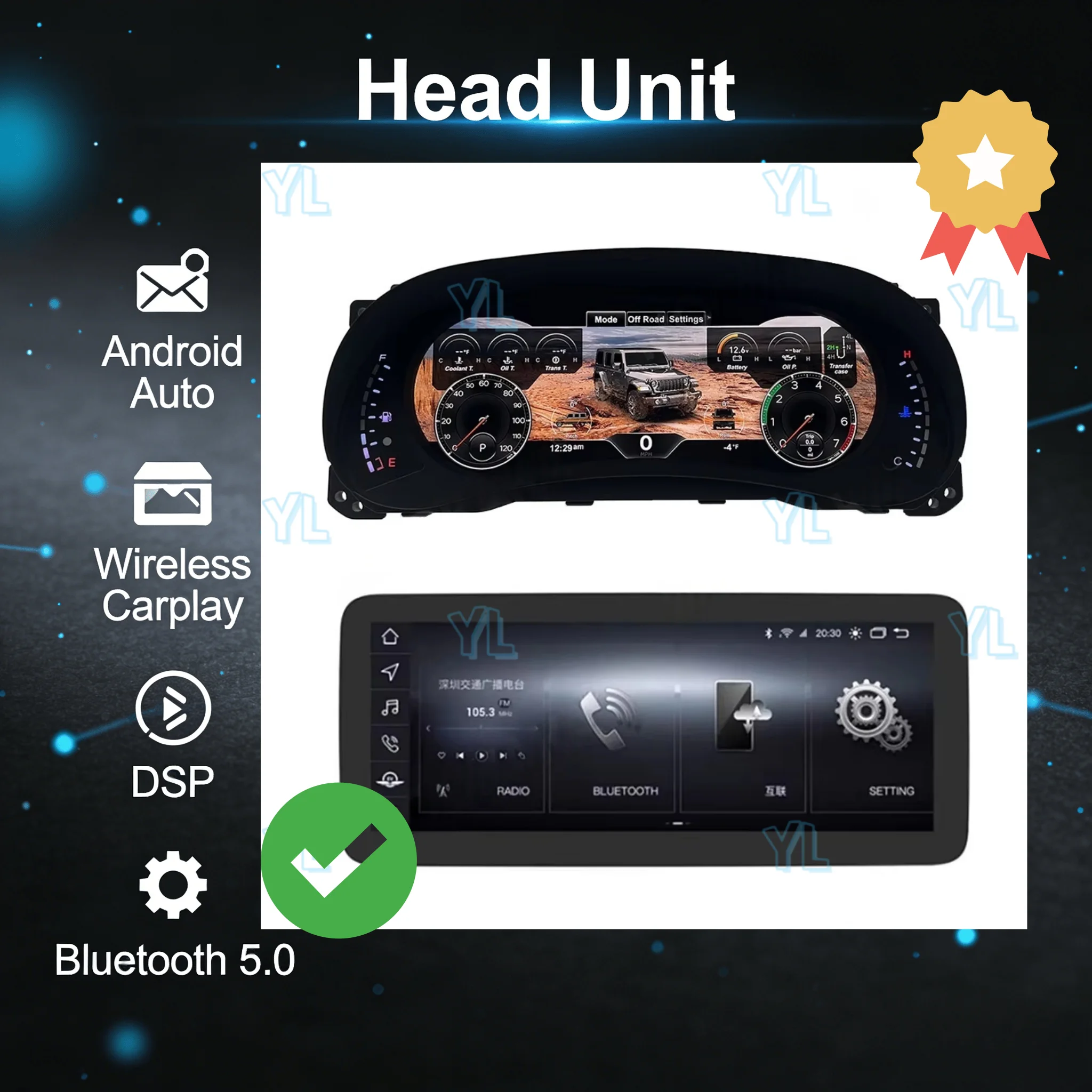 12.3 inch For Jeep Wrangler 2011-2018 LCD Dashboard Car Auto Radio Android 13 Multimedia Player Car Radio Stereo HeadUnit BT 5.0