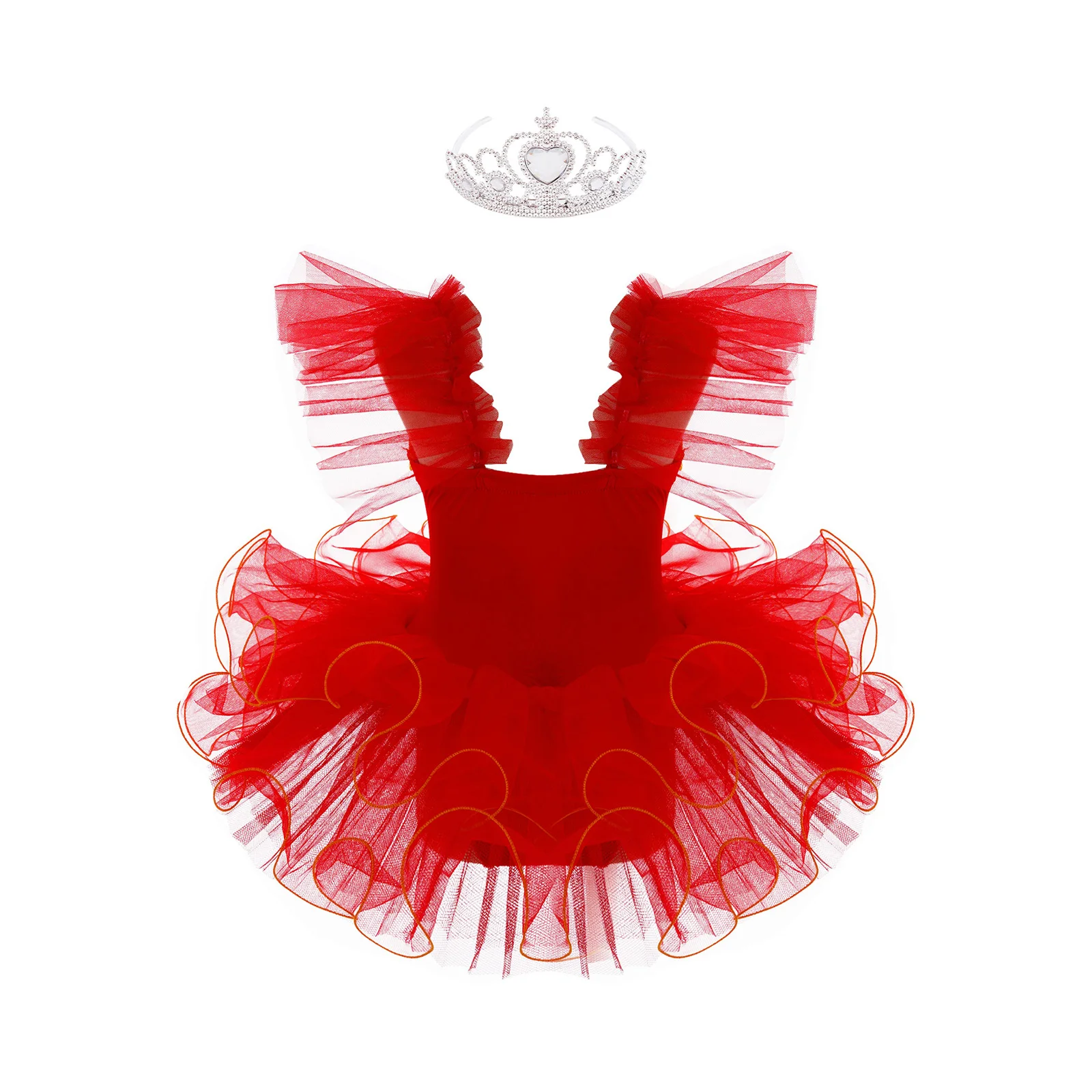 Children Swan Dance Dress Girls Ballet Tutu Sleeveless Sequin Rhinestone Mesh Leotard Dress Ballerina Stage Performance Clothes